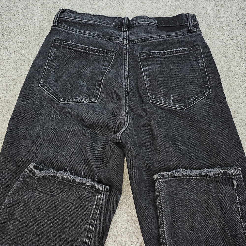 ABERCROMBIE & FITCH Dad Jeans Women 29 High-Rise 4 Black Distressed Button-Fly - Picture 7 of 7